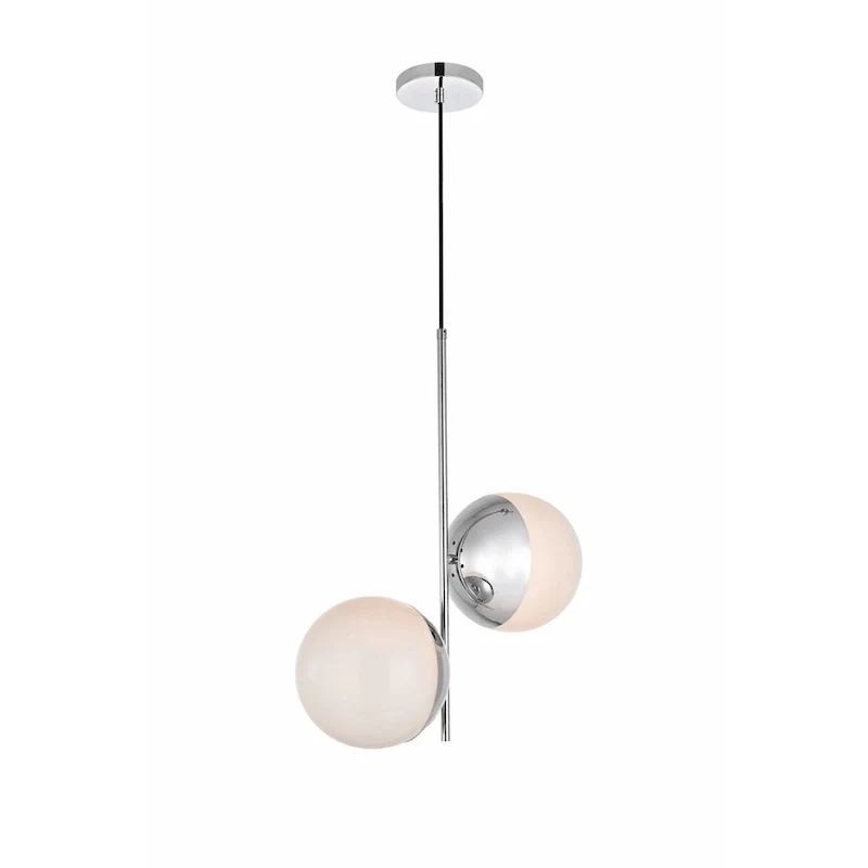 Elegant Lighting Eclipse 2 Light 17  Wide Pendant with Frosted Glass