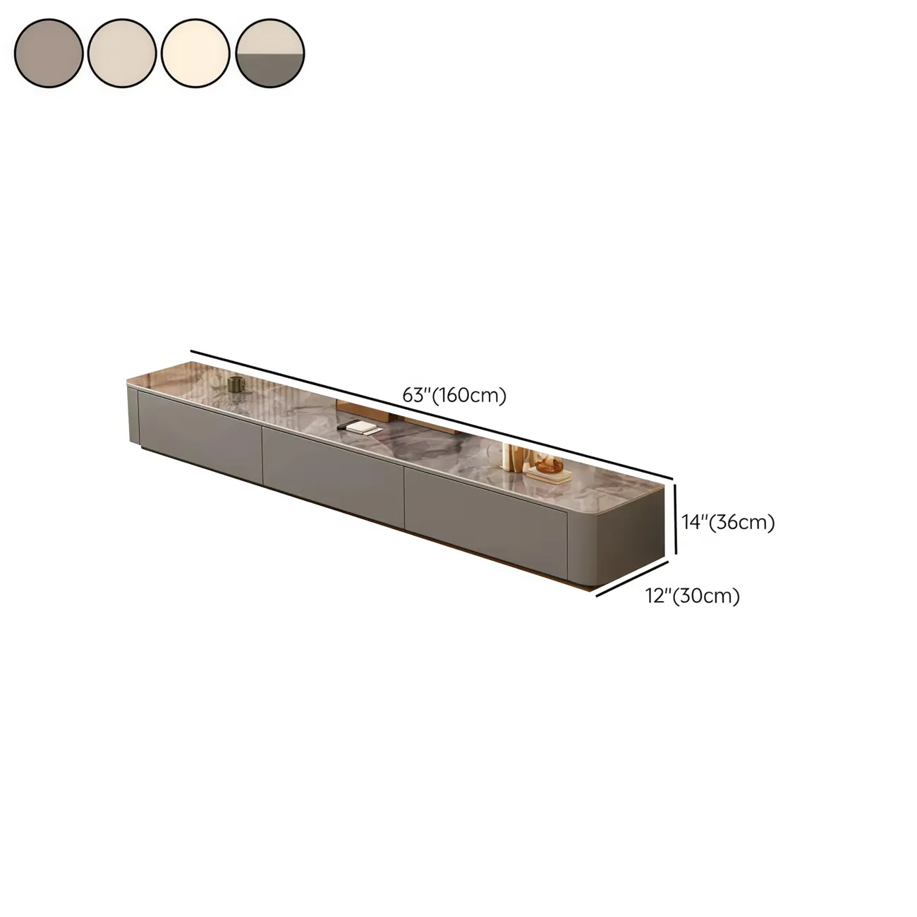 63 Sintered Stone Top Long TV Stand with Cable Management