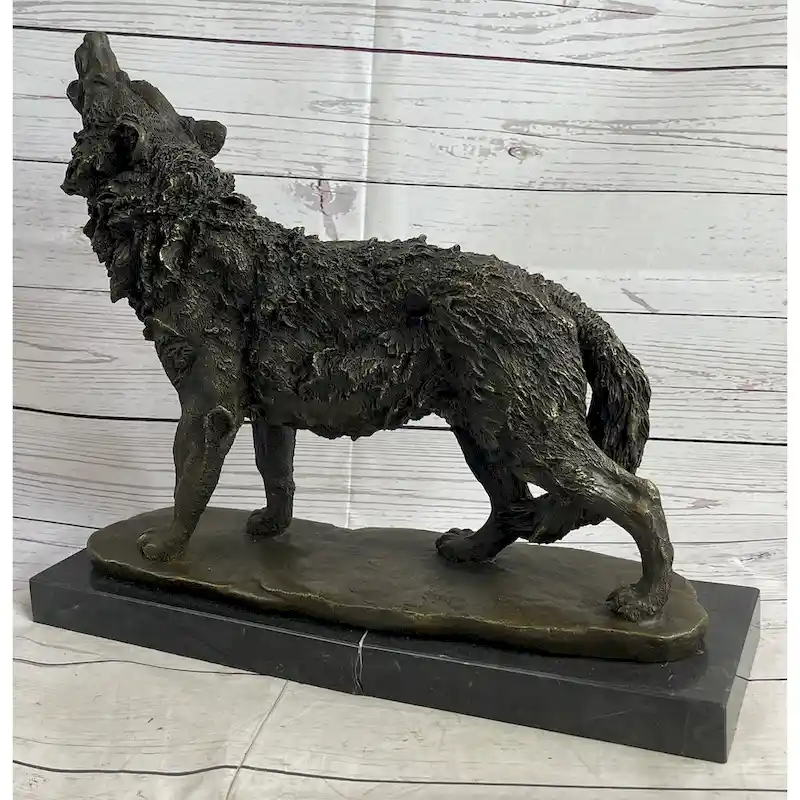 Extra Large Wild Animal Life Wolf Dog Bronze Sculpture Hot Cast Marble Figurine