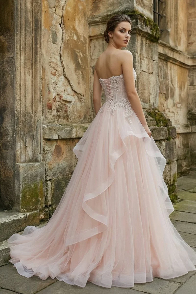 Light Blue Beaded Long Prom Dress