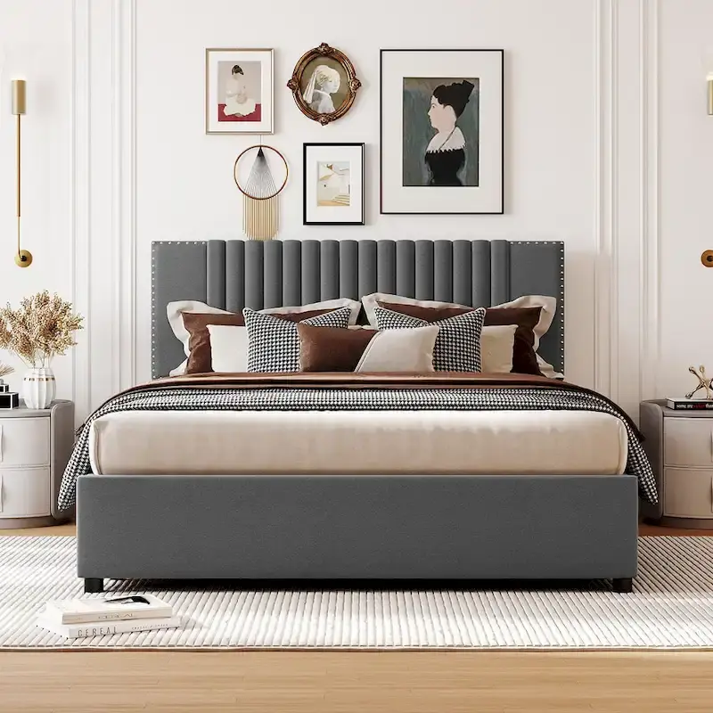Queen Size Upholstered Platform Bed