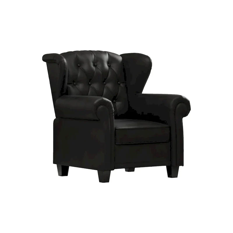 Black 35.04 Adjustable Tufted Arm Chair with Sturdy Legs