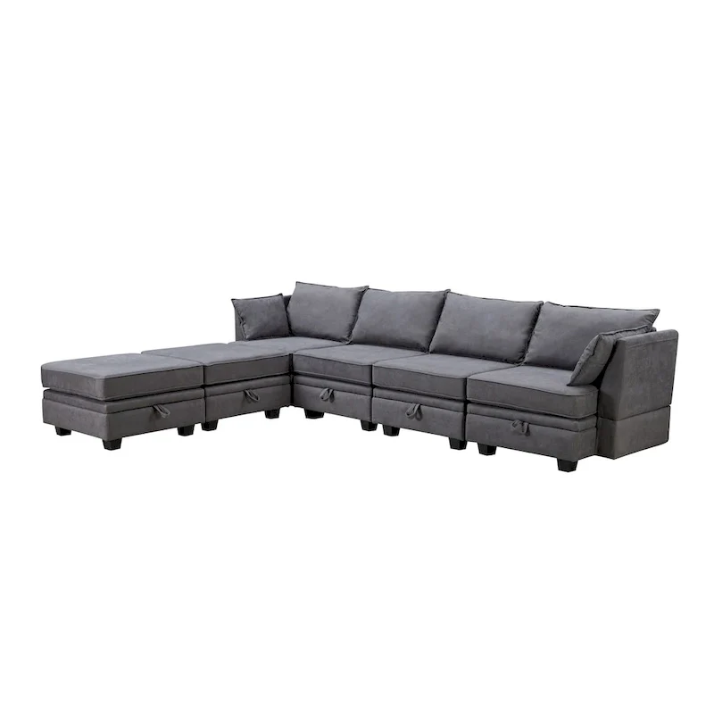 Modern U-Shape Modular Sectional Sofa, Convertible Sofa Bed with Reversible Chaise