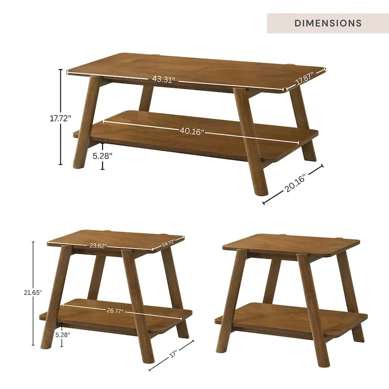 Mid-Century Wood Shelf Coffee Table