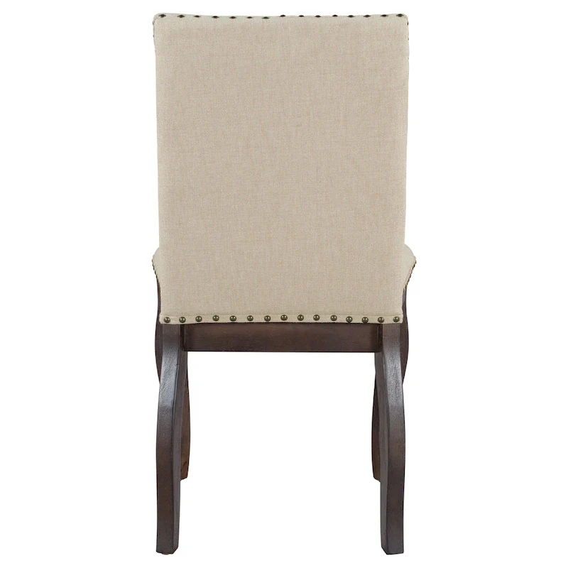 Wooden Upholstered Dining Chairs with Nailhead