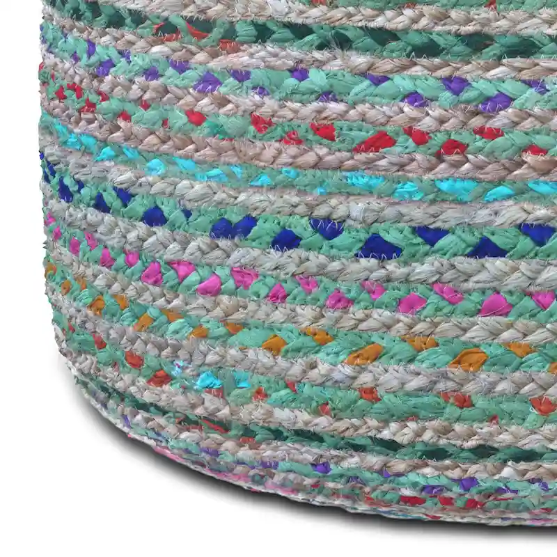 WYNDENHALL Mattise Boho Round Pouf in Braided Jute