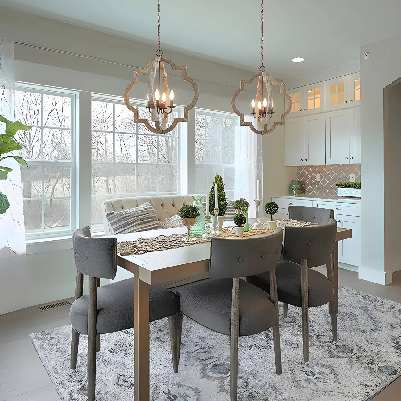 Classic Traditional Quatrefoil Wooden Candelabra Chandelier