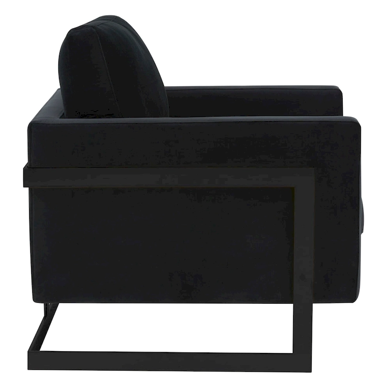 LeisureMod Lincoln Modern Velvet Arm Chair with Black Steel Frame - 35