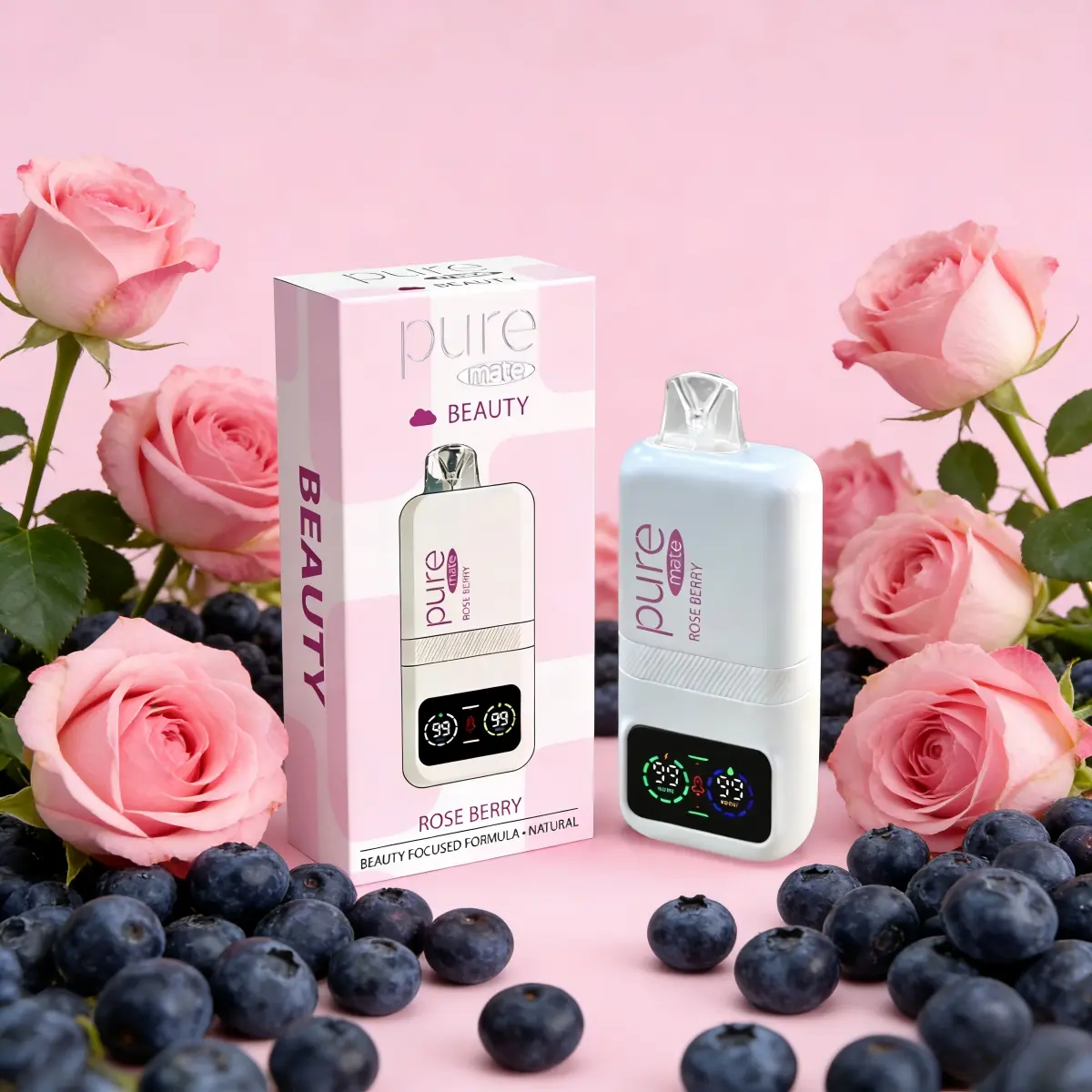 Pure Bar 10000 Puffs Rechargeable Vape — Rose Berry Beauty (0% Nicotine) - Caffeine vape shop online