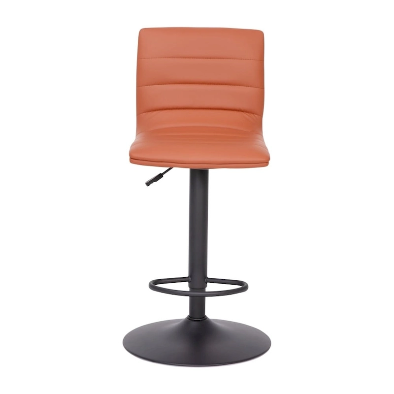 Modern Channel Stitched Adjustable Height Swivel Barstool with Footrest