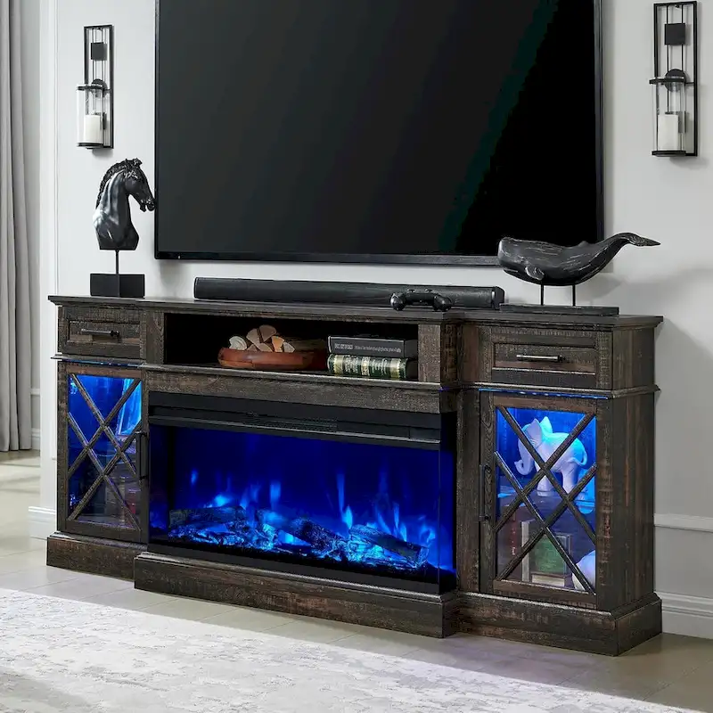 Fireplace TV Stand for 80 Inch TV, Entertainment Center,Media Console