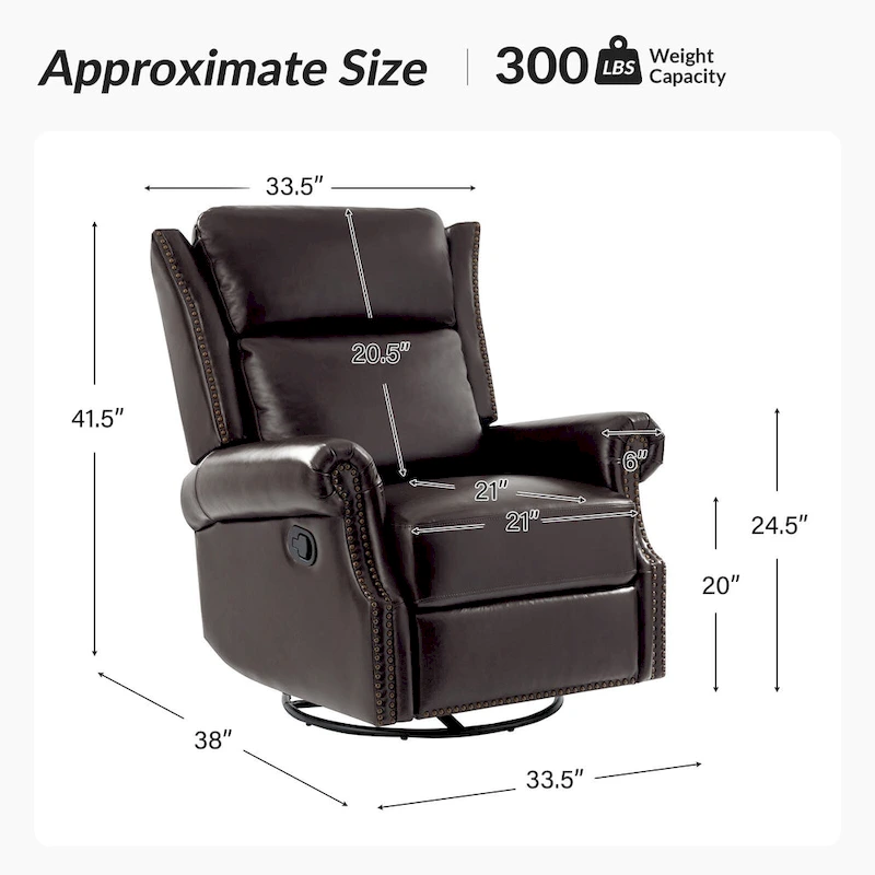Viviana Traditional Genuine Leather Manual Swivel Glider Recliner by HULALA HOME