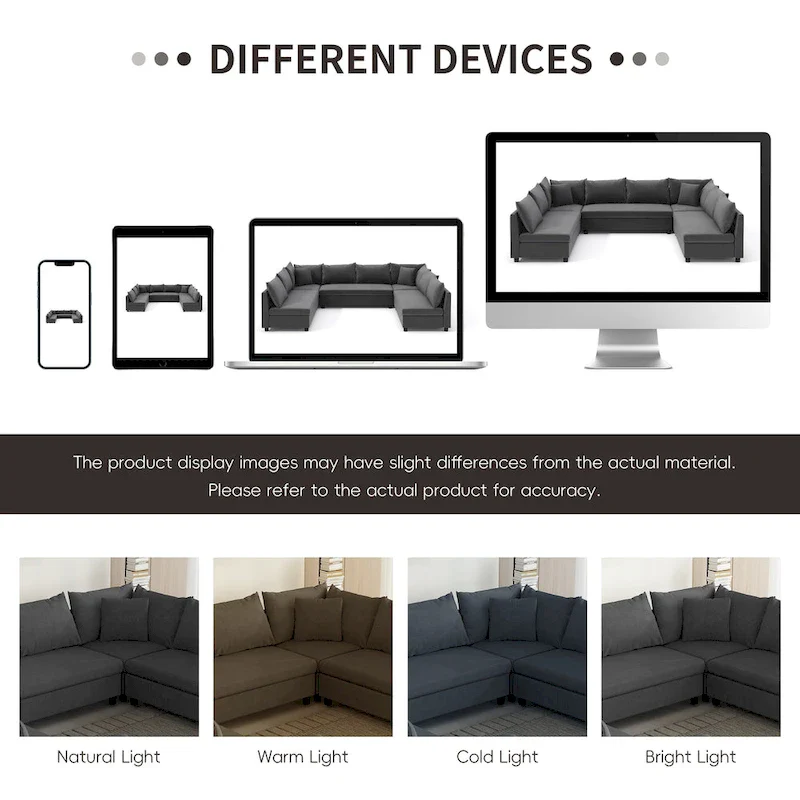 116  Chenille U-Shaped Modular Sectional Sofa, 8-Seater