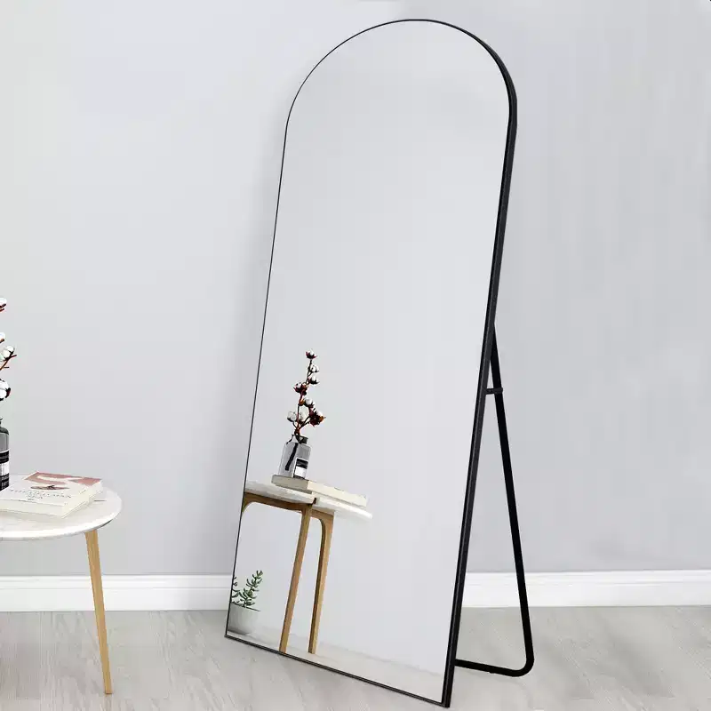 Dovelina Modern Wood Frame Arched Mirror Decorative Wall Mirror