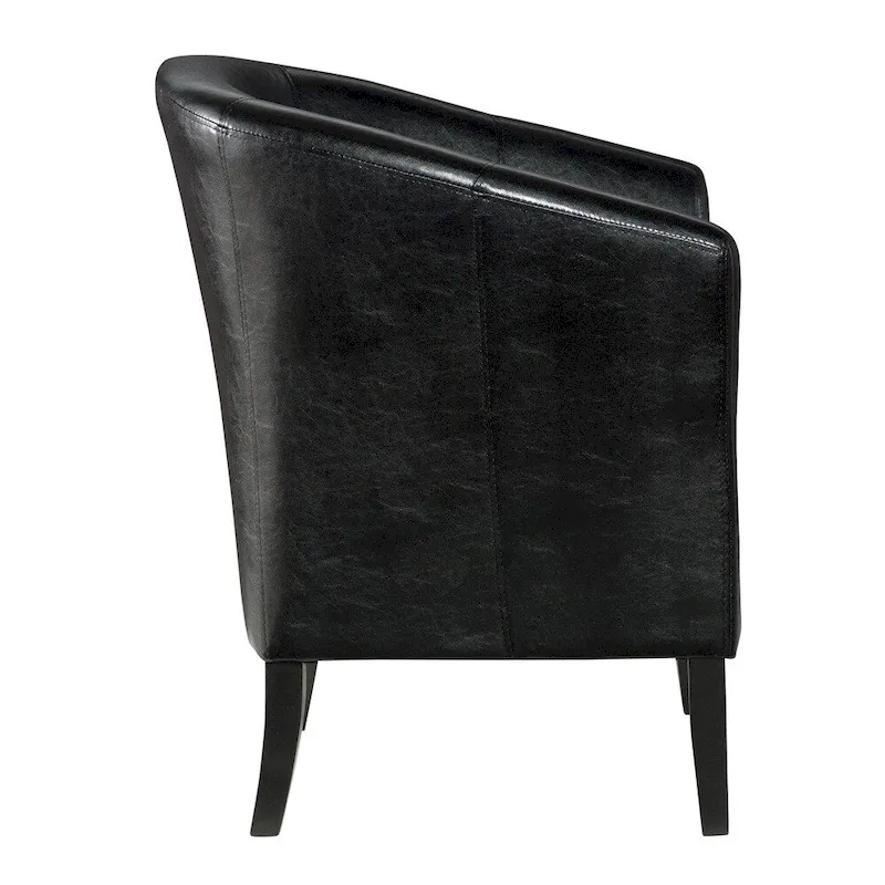 Linon Andrew Barrel Club Chair Jet Black Upholstery