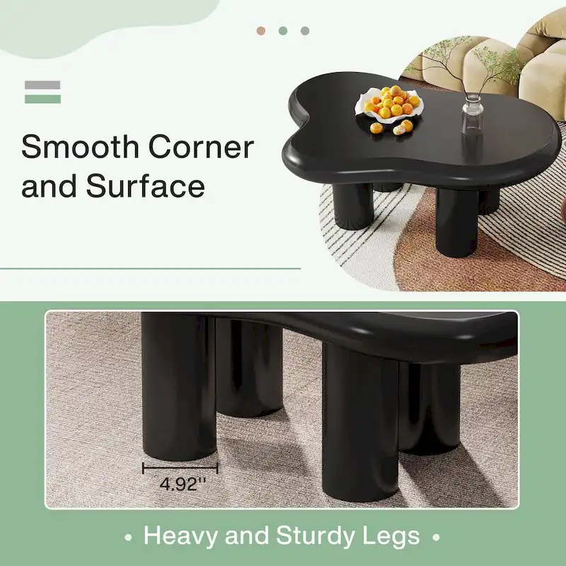 39.4 Inches Cloud-Shaped Engineered Wood Coffee Table with 4 PVC Legs