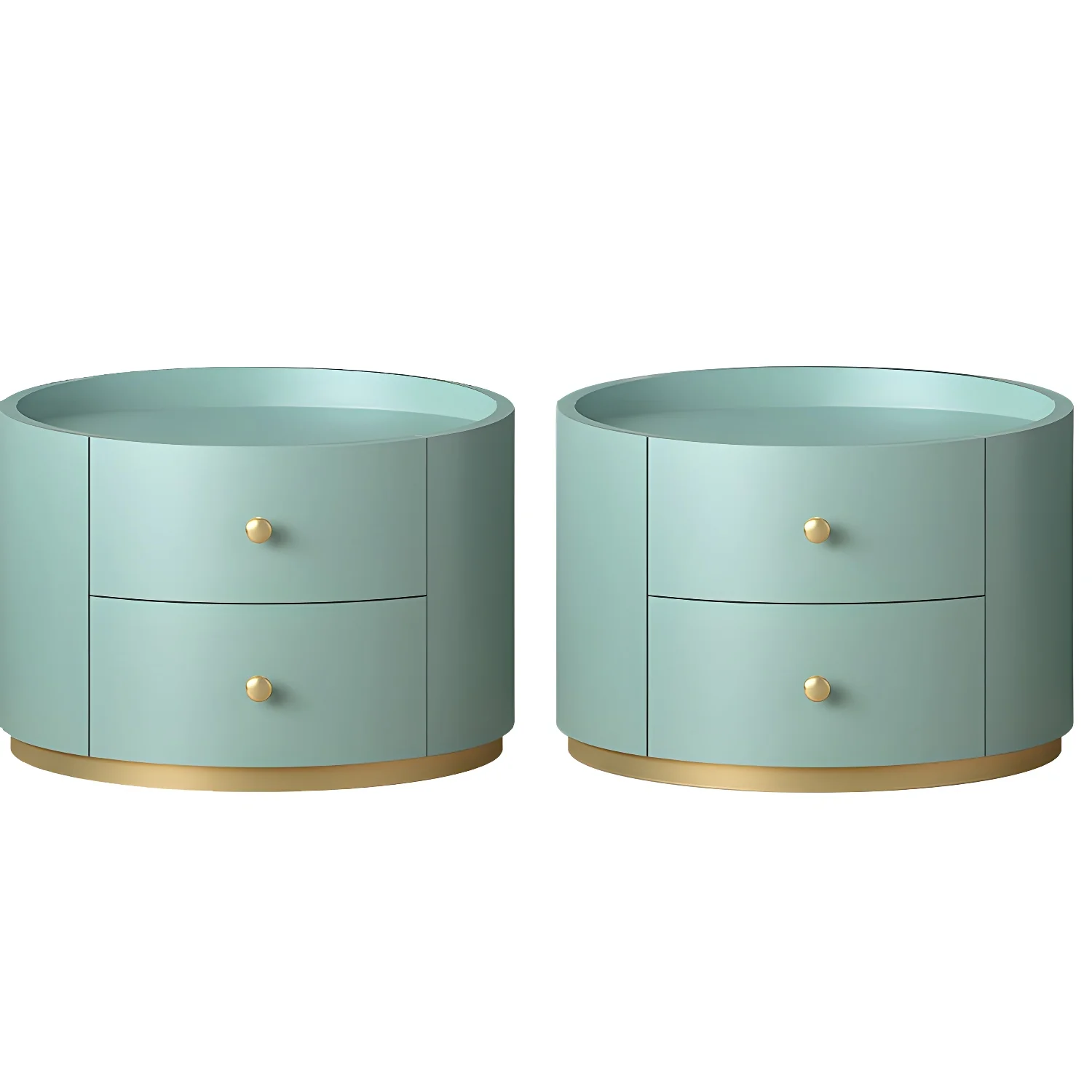 Glam Manufactured Wood Round 2-Drawer Nightstand