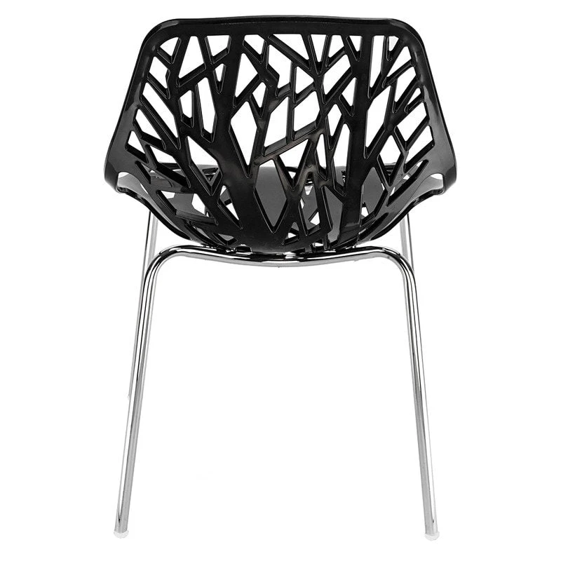 4pcs Bird's Nest Style Lounge Chair Dining Chair Black