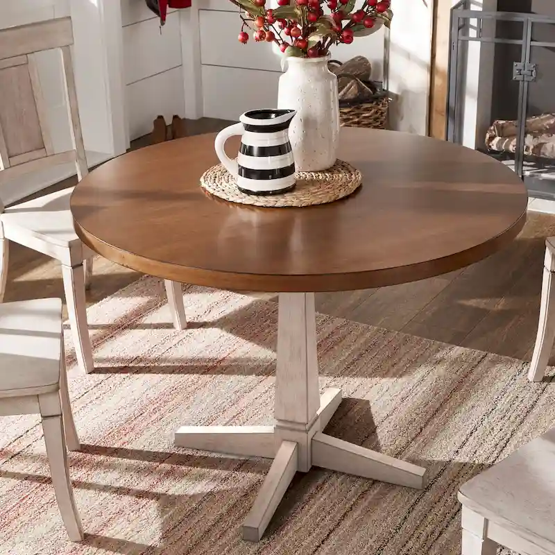 Round Two-Tone Dining Table