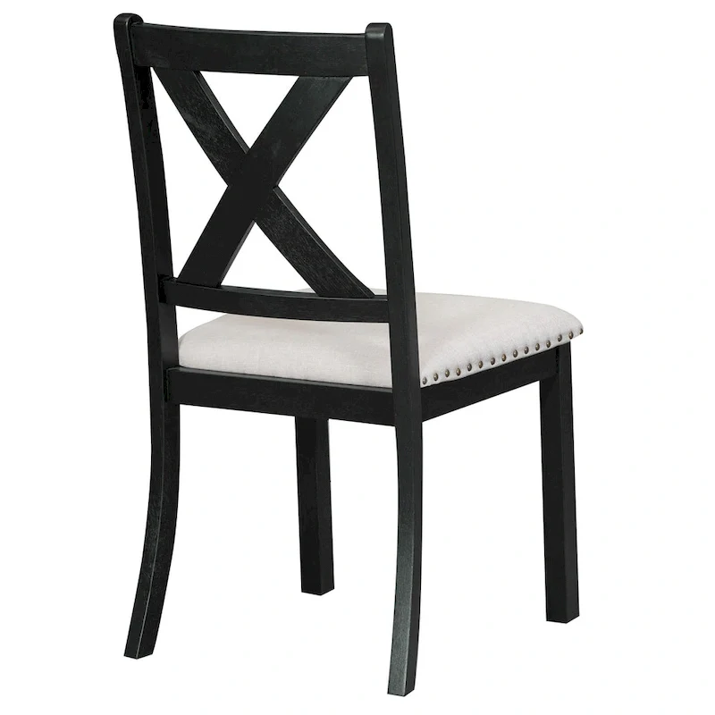 Black 6-Piece Wooden Dining Table Set with Extendable Table & 4 Chairs & Bench