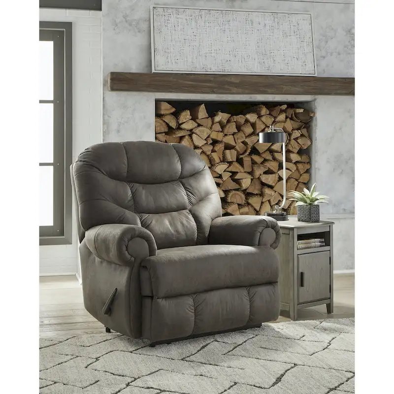 Gunmetal Faux Leather Large-Scale Recliner
