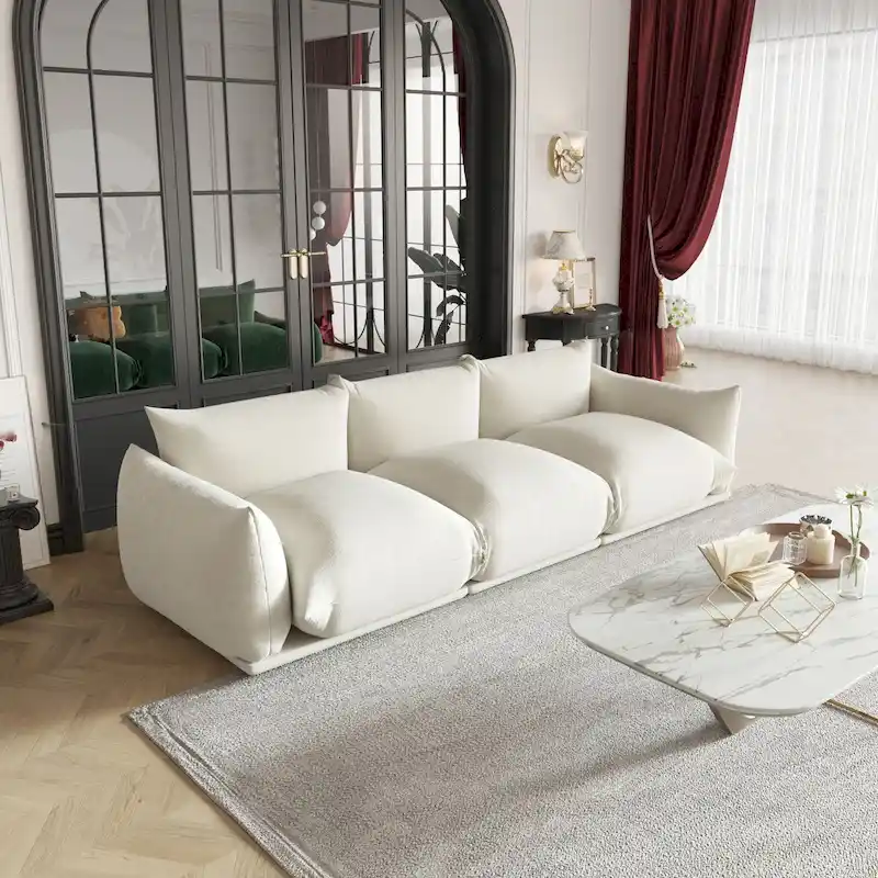 Modern Comfy 3 Seater Couch, Chenille Sectional Sofa 3 Seats Modular Couches with Thick Cushion