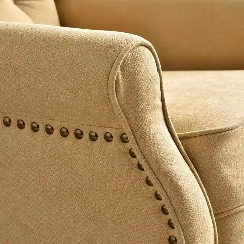 Push Back Recliner with Tufted Back and Wooden Legs