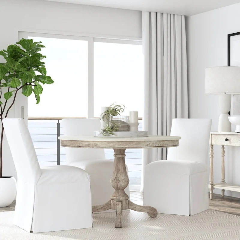 Danielle 44  Round Pedestal Marble Dining Table