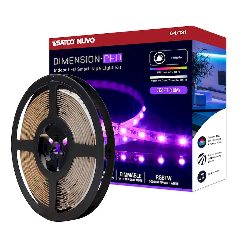 Dimension Pro Tape light strip 32 ft. Hi-Output RGB plus Tunable White Plug connection Starfish IOT Capable IR Remote Included