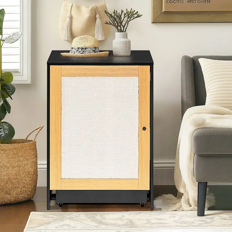Cat Litter Box Enclosure, Hidden Cat Washroom, Kitty End Table, Litter cabinet with sisal door