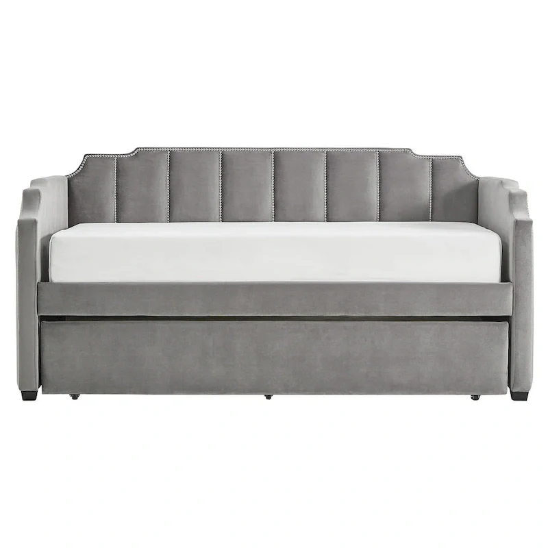Glam Grey Velvet Daybed by