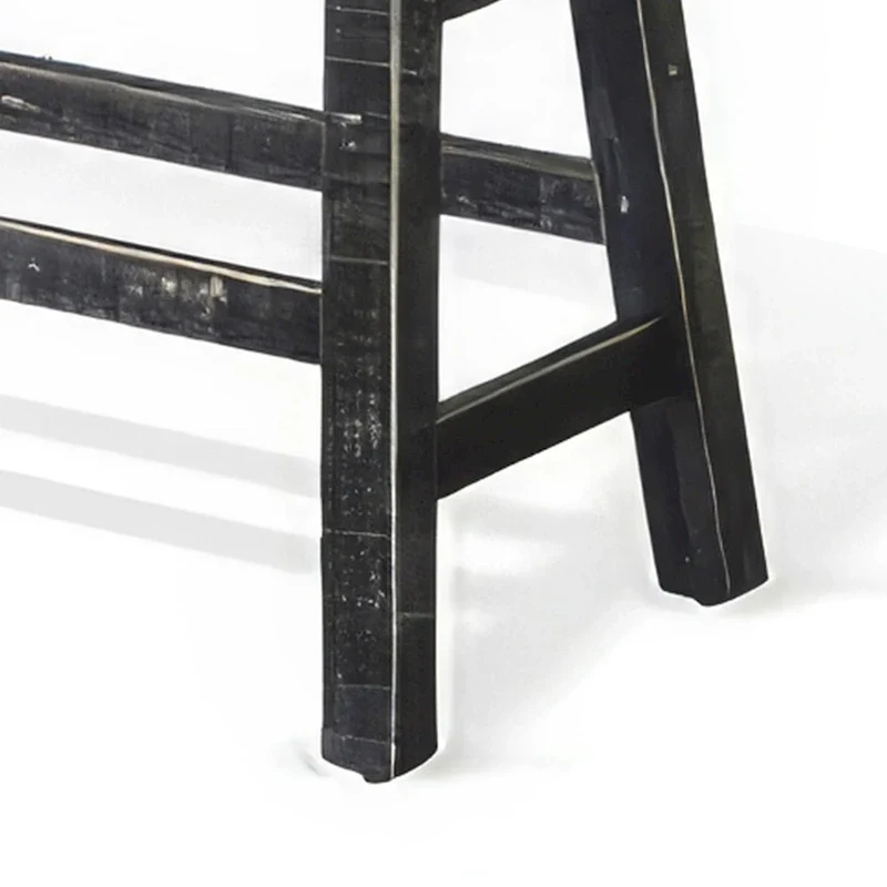 Rena Counter Height Bench, 33 Inch Rustic Black Mahogany Wood Frame