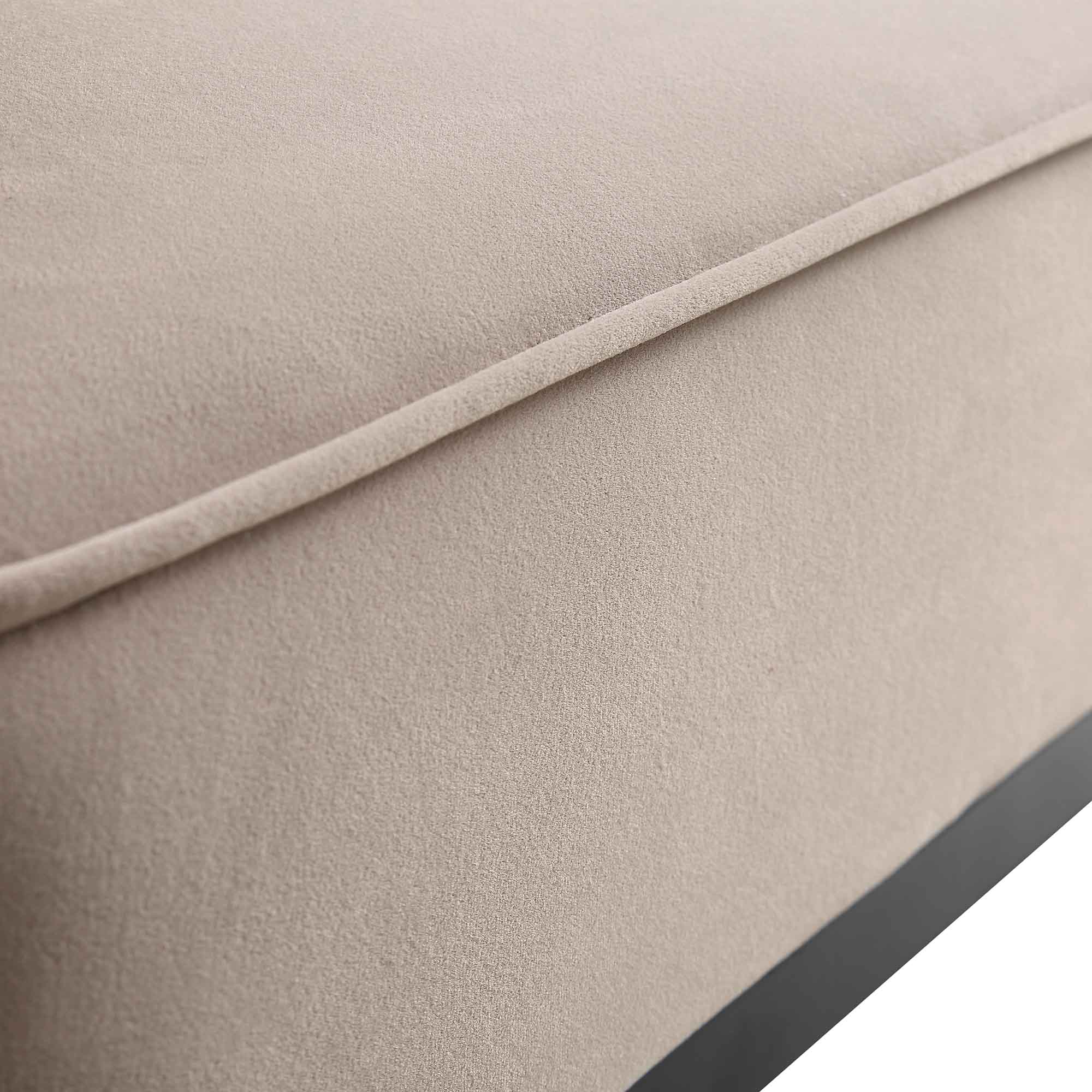 Solid Wood and Cane Sofa Bed, Taupe Velvet with Black Frame