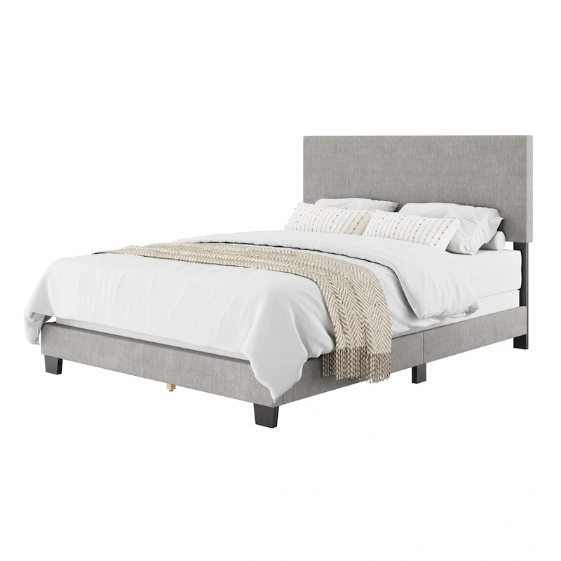 Nova Upholstered Modern Queen Bed, Box Spring Required