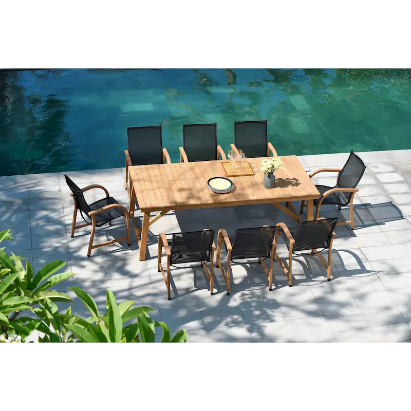 LifestyleGarden 9 piece FSC Reclaimed Teak Outdoor Patio Dining Set