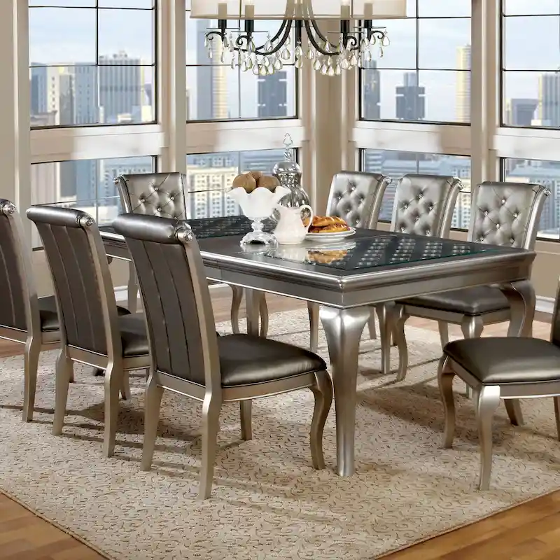 84-Inch Glass Top Expandable Dining Table