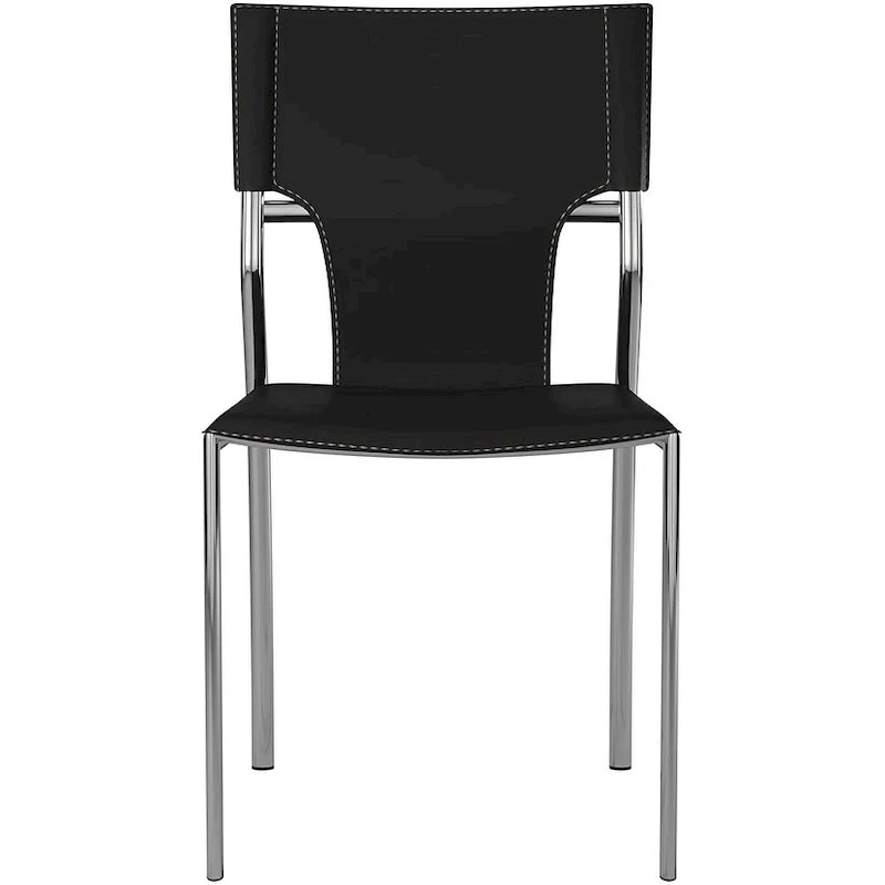 Faux Leather Dining Chair with Protective Coating & Chrome Legs, 19.9