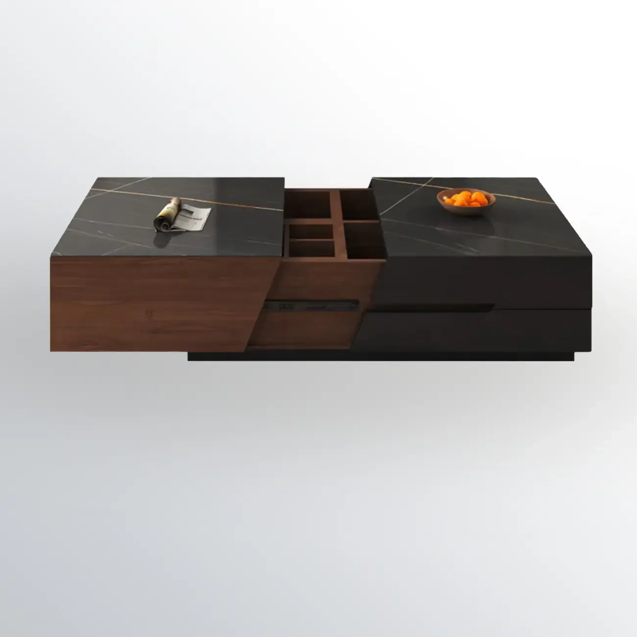 Modern Wood Lift-Top Coffee Table Cabinet, Rectangular Design