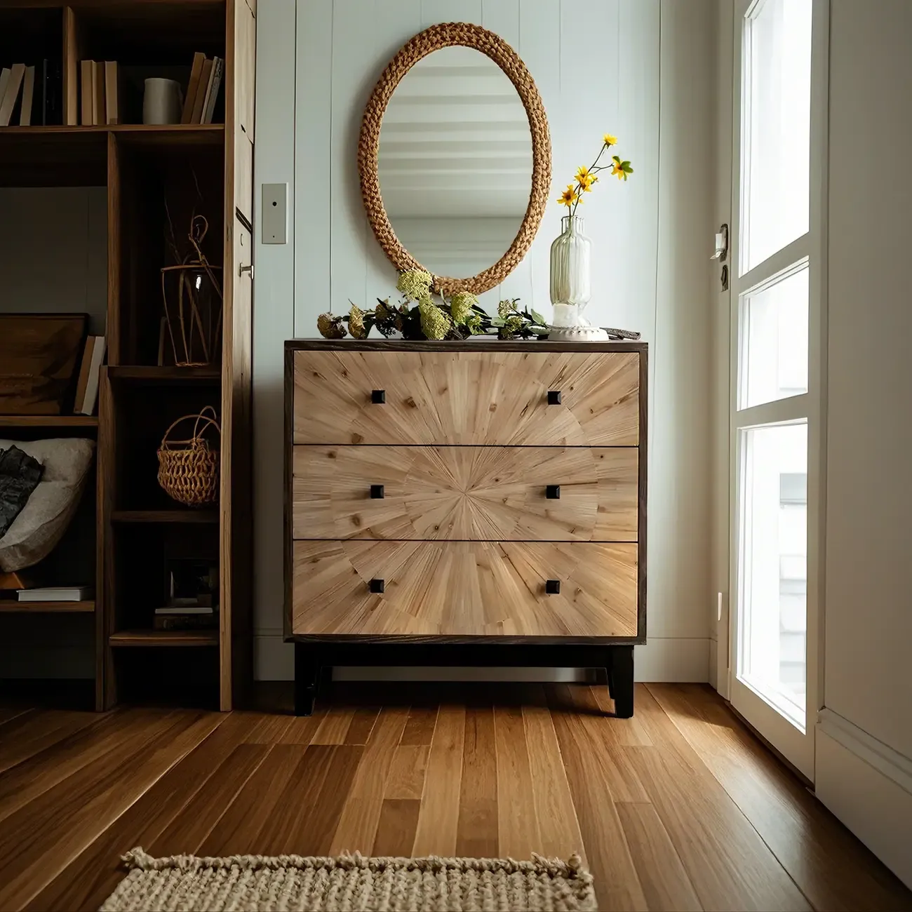 Charming Wooden Bachelor Chest in Natural Finish