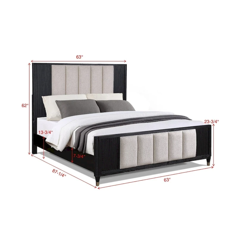 Shelby 4 Piece Black Panel Upholstered Bedroom Set
