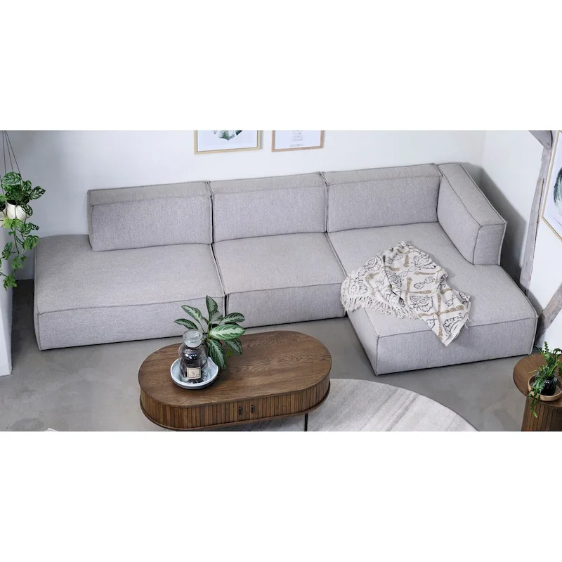 Deep Seat Modular Chaise Sectional Sofa 3-Piece Living Room