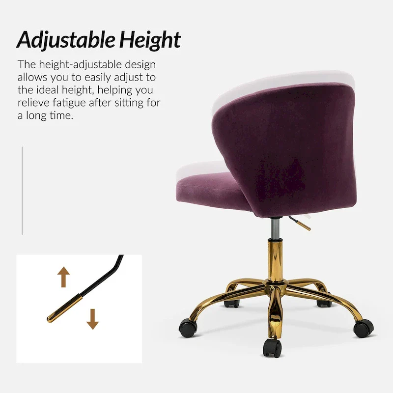 Ilia Modern Velvet Wingback 360 degree Ergonomic Office Task Chair with Channel Tufted Back by HULALA HOME