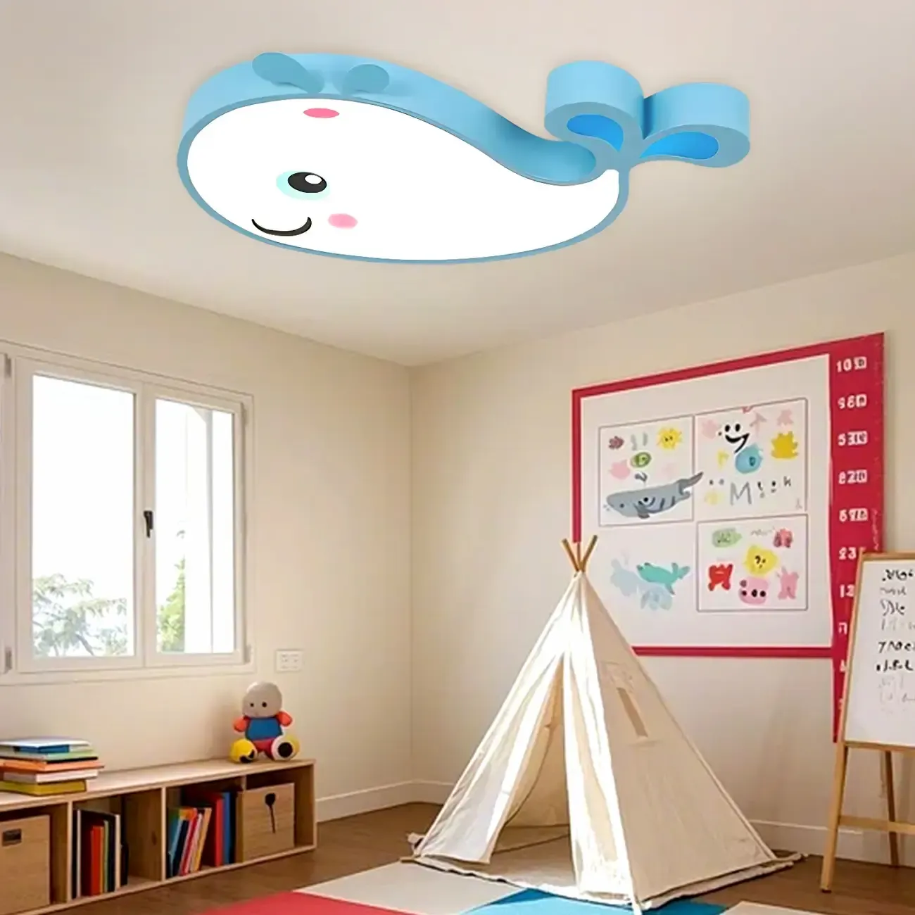 Kids LED Flush Ceiling Light with Dolphin Shape for Bedroom