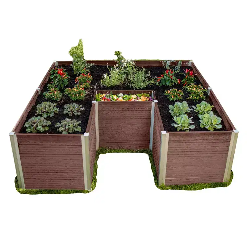 Vita 72"x72" Vinyl Urbana Keyhole Raised Garden Bed Espresso: UV & Weather-Resistant