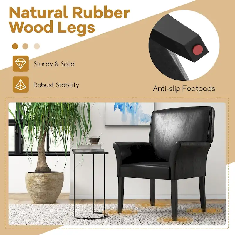 Costway Executive PU Leather Guest Chair Reception Side Arm Chair - See Details