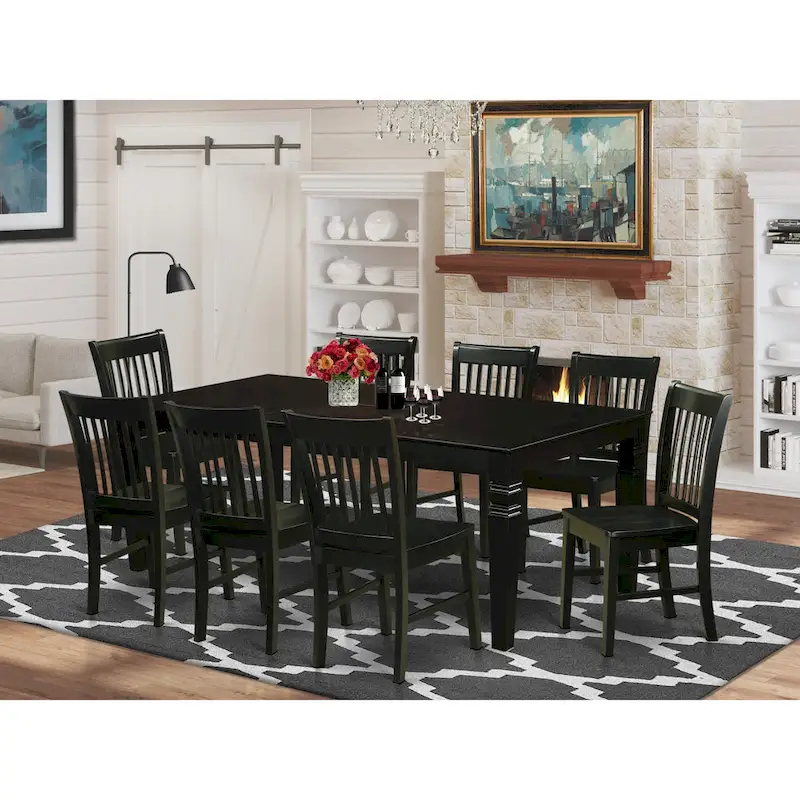 Kitchen Table Set- a Rectangle Dining Room Table and Dining Chairs, Black (Pieces Options)