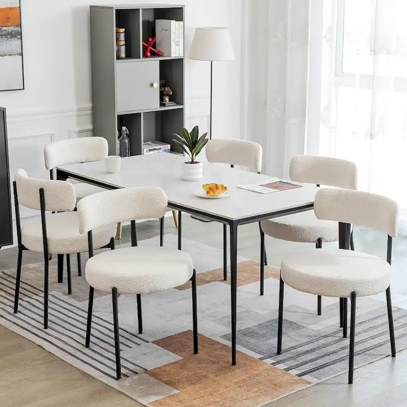 Mid-Century Modern Upholstered Boucle Dining Chairs (Set of 2/4/6)