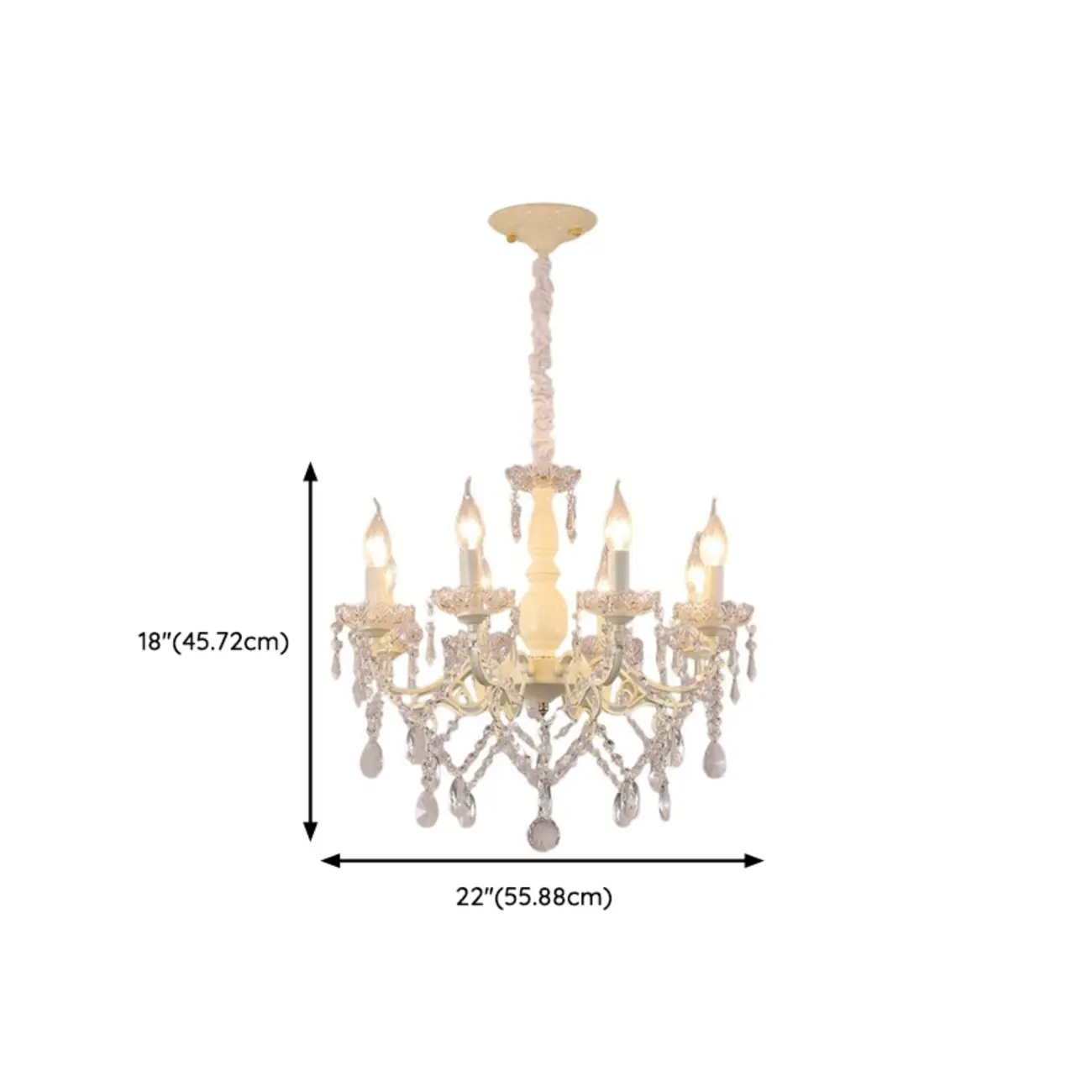 French Romantic Dimmable 8-Light Crystal Chandelier