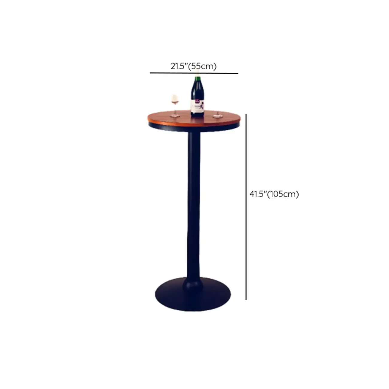 Adjustable Round Wood Metal Industrial Bar Table