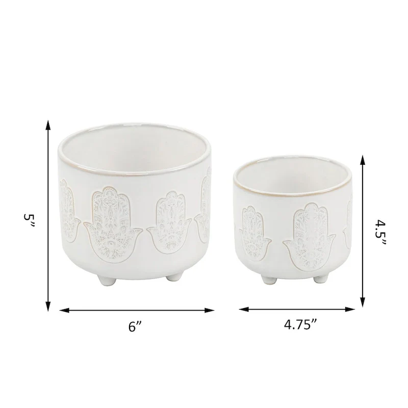 Set of Ceramic Footed Planter 6in & 4.75in